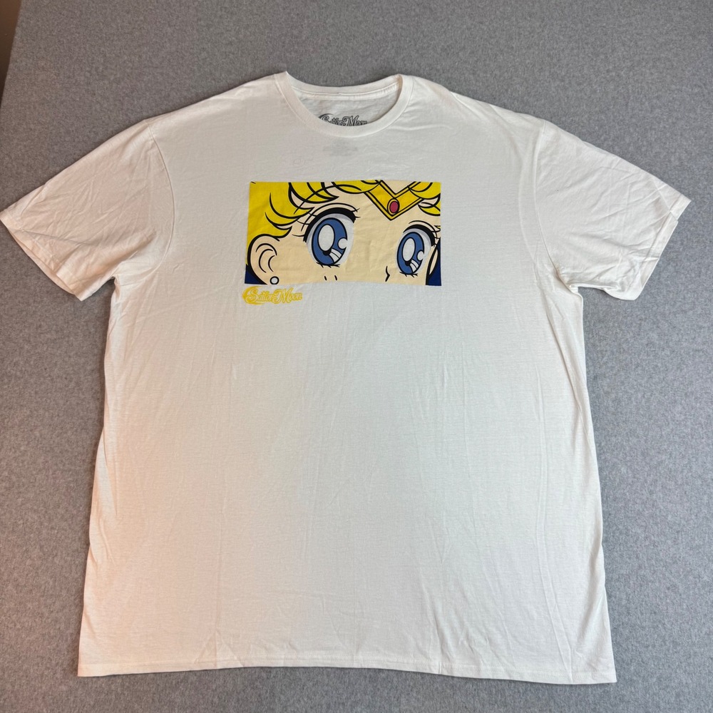 Sailor Moon Anime Graphic T-Shirt Mens 2XL White Usagi Eyes Short Sleeve Cotton